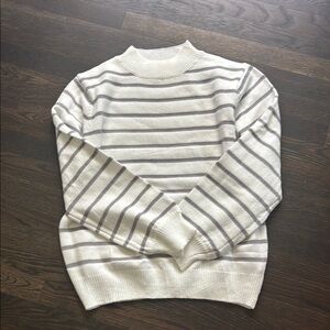 White and Gray Striped Sweater
